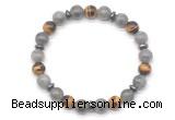 CGB8120 8mm labradorite, yellow tiger eye & hematite power beads bracelet