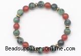 CGB8122 8mm ruby zoisite, red agate & hematite power beads bracelet