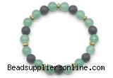 CGB8131 8mm green aventurine, black lava & hematite power beads bracelet