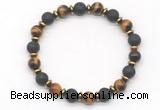 CGB8135 8mm yellow tiger eye, black lava & hematite power beads bracelet