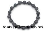 CGB8138 8mm matte black agate, black lava & hematite power beads bracelet