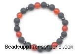 CGB8148 8mm matte black agate, red agate & hematite power beads bracelet