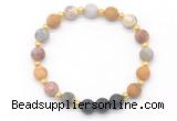 CGB8187 8mm matte yellow crazy lace agate & black lava beaded stretchy bracelets