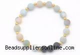 CGB8188 8mm matte amazonite & black lava beaded stretchy bracelets