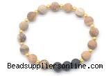 CGB8193 8mm matte picture jasper & black lava beaded stretchy bracelets