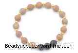 CGB8194 8mm matte wooden jasper & black lava beaded stretchy bracelets