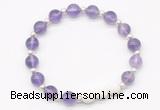 CGB8197 8mm amethyst & white lava beaded stretchy bracelets