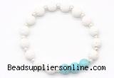 CGB8204 8mm white lava & blue howlite beaded stretchy bracelets