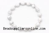 CGB8205 8mm matte white howlite & white lava beaded stretchy bracelets