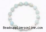 CGB8206 8mm matte amazonite & white lava beaded stretchy bracelets