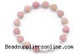 CGB8207 8mm matte pink wooden jasper & white lava beaded stretchy bracelets