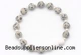 CGB8209 8mm matte dalmatian jasper & white lava beaded stretchy bracelets