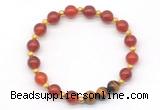 CGB8220 8mm red agate & yellow tiger eye beaded stretchy bracelets