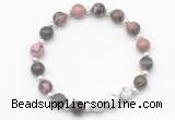 CGB8221 8mm rhodonite & white howlite beaded stretchy bracelets