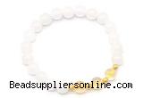 CGB8224 8mm white jade & citrine beaded stretchy bracelets