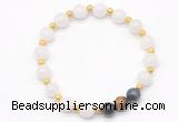 CGB8225 8mm white jade & colorfull tiger eye beaded stretchy bracelets