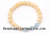 CGB8227 8mm honey jade & aquamarine beaded stretchy bracelets