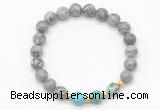 CGB8235 8mm grey picture jasper & sea sediment jasper beaded stretchy bracelets