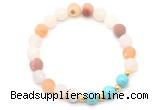 CGB8244 8mm matte druzy agate & blue howlite beaded stretchy bracelets