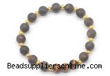 CGB8245 8mm matte bronzite & yellow tiger eye beaded stretchy bracelets