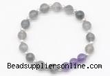 CGB8252 8mm cloudy quartz & amethyst beaded stretchy bracelets