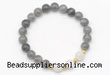 CGB8253 8mm labradorite & white moonstone beaded stretchy bracelets