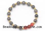 CGB8256 8mm rainbow labradorite & red agate beaded stretchy bracelets