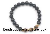 CGB8261 8mm black obsidian & grade AA yellow tiger eye beaded stretchy bracelets