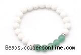 CGB8275 8mm white lava & green aventurine beaded mala stretchy bracelets