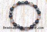 CGB8323 8mm matte grey agate, black onyx & hematite energy bracelet