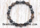 CGB8327 8mm matte bronzite, black onyx & hematite energy bracelet