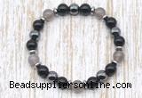 CGB8340 8mm grey agate, black onyx & hematite energy bracelet