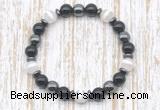 CGB8351 8mm Tibetan agate, black onyx & hematite energy bracelet