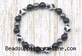 CGB8353 8mm Tibetan agate, black onyx & hematite energy bracelet