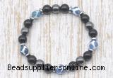 CGB8354 8mm Tibetan agate, black onyx & hematite energy bracelet