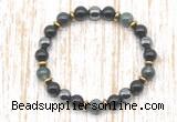 CGB8355 8mm moss agate, black onyx & hematite energy bracelet