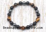 CGB8361 8mm yellow tiger eye, black onyx & hematite energy bracelet