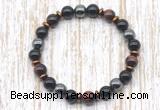 CGB8363 8mm red tiger eye, black onyx & hematite energy bracelet