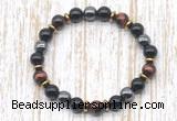 CGB8364 8mm grade AA red tiger eye, black onyx & hematite energy bracelet