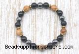 CGB8372 8mm picture jasper, black onyx & hematite energy bracelet