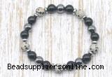 CGB8374 8mm dalmatian jasper, black onyx & hematite energy bracelet