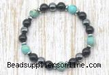 CGB8375 8mm blue sea sediment jasper, black onyx & hematite energy bracelet