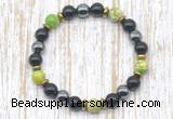 CGB8376 8mm blue sea sediment jasper, black onyx & hematite energy bracelet