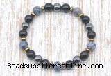 CGB8378 8mm blue spot stone, black onyx & hematite energy bracelet