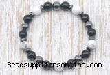 CGB8380 8mm white howlite, black onyx & hematite energy bracelet