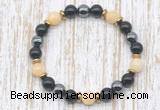 CGB8383 8mm honey jade, black onyx & hematite energy bracelet