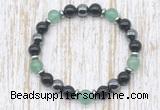 CGB8384 8mm green aventurine, black onyx & hematite energy bracelet