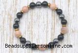 CGB8394 8mm sunstone, black onyx & hematite energy bracelet