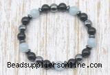 CGB8395 8mm grade A aquamarine, black onyx & hematite energy bracelet