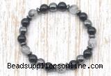 CGB8400 8mm black rutilated quartz, black onyx & hematite energy bracelet